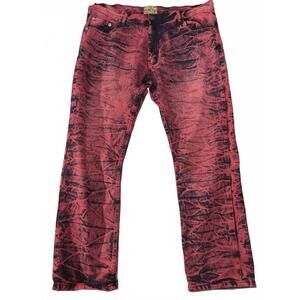 Mason's Red and Black Acid Wash Denim Jeans 40